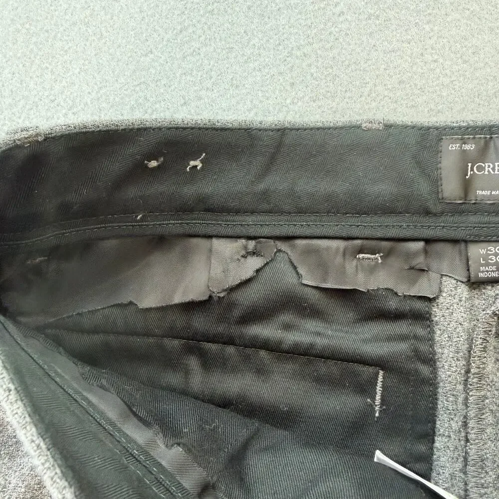J. Crew Men's 30x30 Gray Classic Creased Trouser Wool Blend Professional Pants